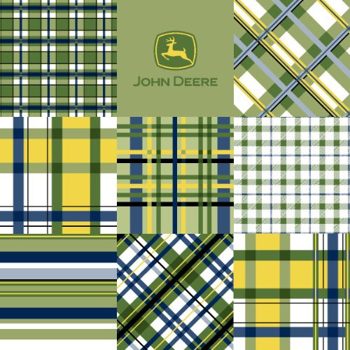 Springs Creative Products Group John Deere Plaid Patch Fabric by The Yard, 43/44-Inch Wide, Blue