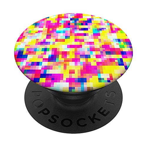 Bright colors pixelated pixel rainbow psychedelic art PopSockets PopGrip Swappable Grip for Phones  and  Tablets