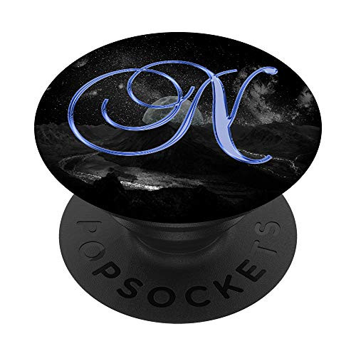 N Blue Moon Universe Space Galaxy Monogram Initial Letter PopSockets Grip and Stand for Phones and Tablets