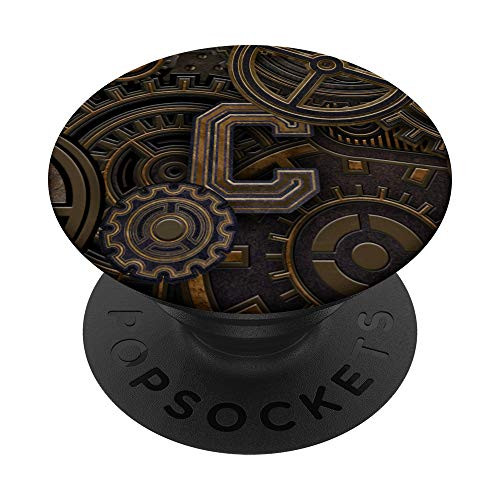 Steampunk style monogram with initial letter C PopSockets Grip and Stand for Phones and Tablets