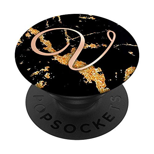 Pink Rose Letter V Grip On Black Golden Marbled Design PopSockets Grip and Stand for Phones and Tablets Pink Rose Letter V Grip On Black Golden Marbled Design PopSockets Grip and Stand for Phones and Tablets