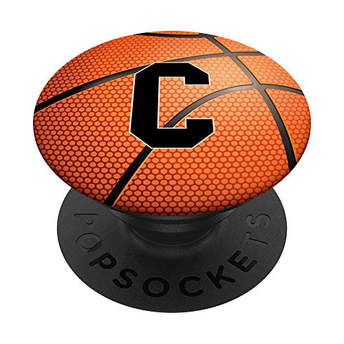 Basketball Letter C Initial Gift Ball Player Gift for Guys PopSockets Grip and Stand for Phones and Tablets