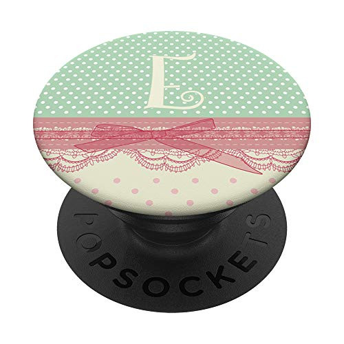 Letter E Initial Shabby Chic Polka Dot Monogram E PopSockets Grip and Stand for Phones and Tablets