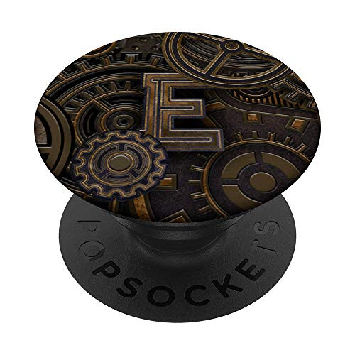 Steampunk style monogram with initial letter E PopSockets Grip and Stand for Phones and Tablets