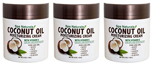 Lot of 3 Coconut Oil Cream 6 Ozea Coconut Oil Moisturizing Cream Vitamin E Dry Skin by Spa naturals
