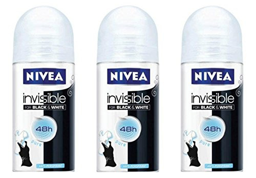 Nivea for Women Deodorant Roll On 1.69 oz - 3 Pack Invisible B and W Pure