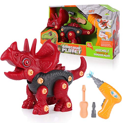SHANNA Dinosaur Toys Take Apart Dinosaurs Toy for Kids 3-5 5-7 and Above Building Toy Set with Electric Drill Play Kit STEM Learning Toys for 3 Year Old Boys Girls - Red Triceratops SHANNA Dinosaur Toys Take Apart Dinosaurs Toy for Kids 3-5 5-7 and Above Building Toy Set with Electric Drill Play Kit STEM Learning Toys for 3 Year Old Boys Girls - Red Triceratops