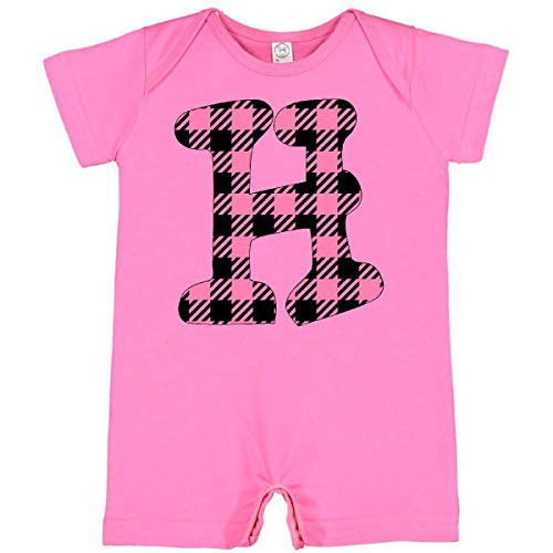 inktastic Pink Buffalo Plaid Initial H Infant Romper 24 Months Raspberry 3c8bd