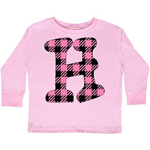 inktastic Pink Buffalo Plaid Initial H Toddler Long Sleeve T-Shirt 3T Pink 3c8bd