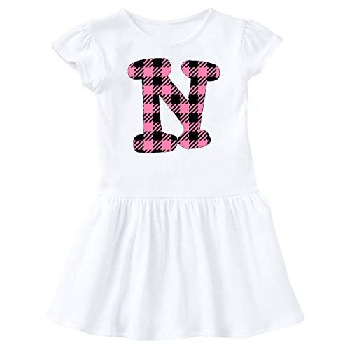 inktastic Pink Buffalo Plaid Initial N Infant Dress 24 Months White 3c8c3
