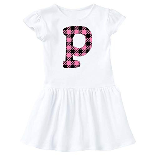 inktastic Pink Buffalo Plaid Initial P Infant Dress 18 Months White 3c8c5