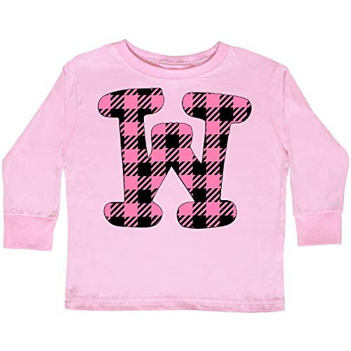 inktastic Pink Buffalo Plaid Initial W Toddler Long Sleeve T-Shirt 4T Pink 3c8cc