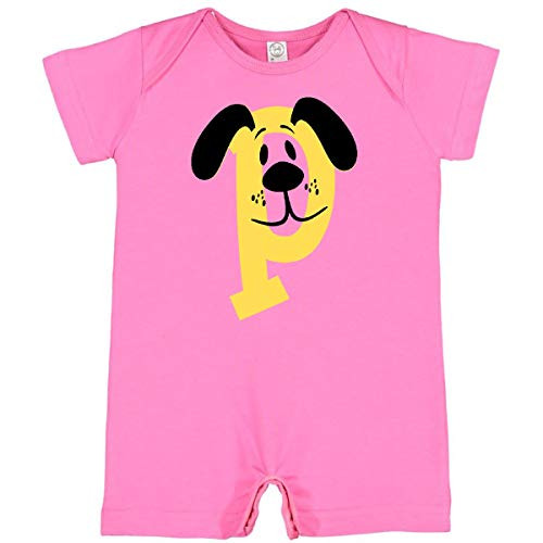 inktastic Cute P Monogram Doggie Infant Romper 12 Months Raspberry 3c8df