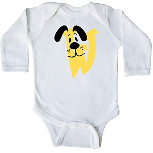 inktastic Cute W Monogram Doggie Long Sleeve Creeper Newborn White 3c8e6