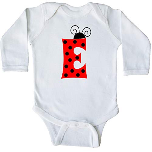 inktastic Cute Lady Bug Initial E Long Sleeve Creeper Newborn White 3ca94