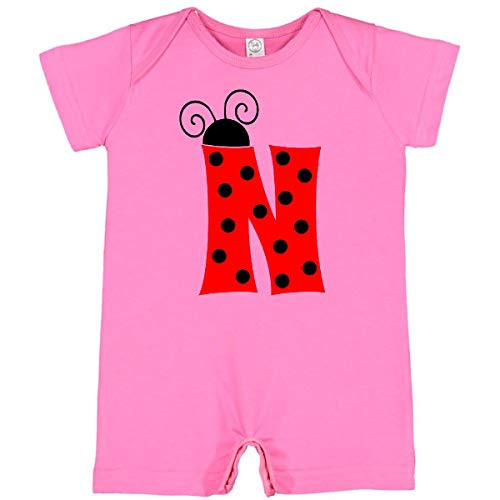 inktastic Cute Lady Bug Initial N Infant Romper 24 Months Raspberry 3ca9d