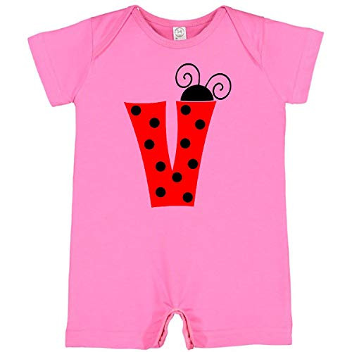 inktastic Cute Lady Bug Initial V Infant Romper 24 Months Raspberry 3caa5