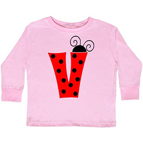 inktastic Cute Lady Bug Initial V Toddler Long Sleeve T-Shirt 4T Pink 3caa5