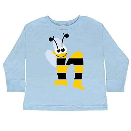 inktastic Cute Bee Initial N Toddler Long Sleeve T-Shirt 3T Light Blue 3caf0