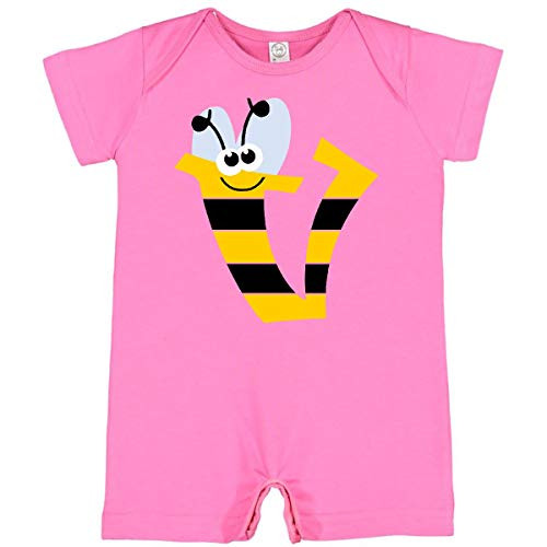 inktastic Cute Bee Initial V Infant Romper Newborn Raspberry 3caf8