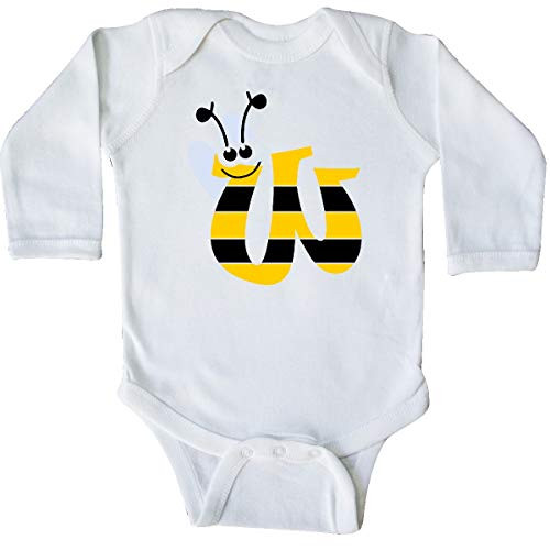 inktastic Cute Bee Initial W Long Sleeve Creeper 12 Months White 3caf9