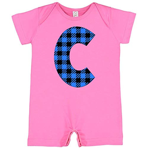 inktastic Blue Buffalo Plaid Initial C Infant Romper 24 Months Raspberry 3caff