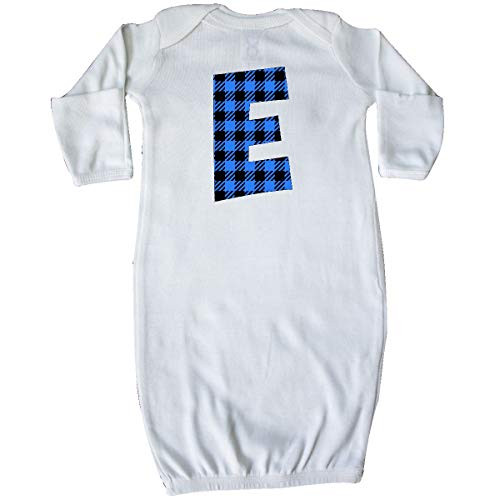 inktastic Blue Buffalo Plaid Initial E Newborn Layette White 3cb01