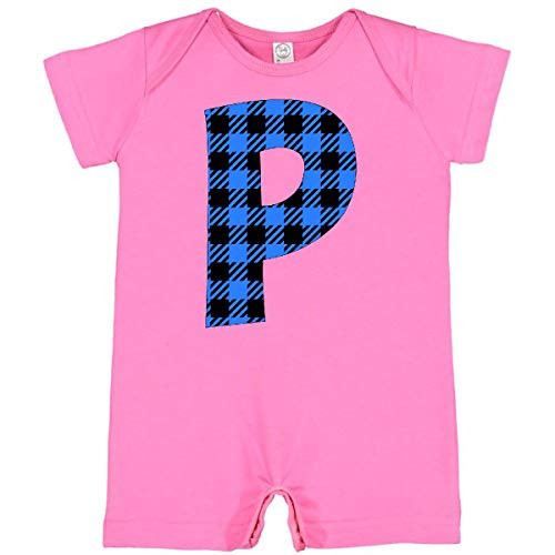 inktastic Blue Buffalo Plaid Initial P Infant Romper 6 Months Raspberry 3cb0c