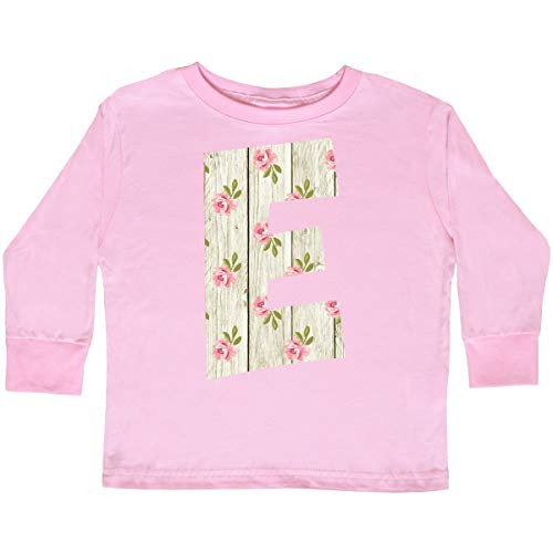 inktastic Cute Floral Initial E Toddler Long Sleeve T-Shirt 2T Pink 3cb4f