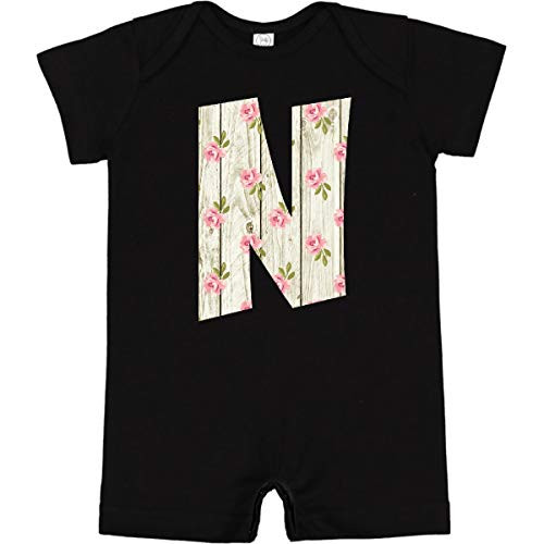 inktastic Cute Floral Initial N Infant Romper 24 Months Black 3cb58