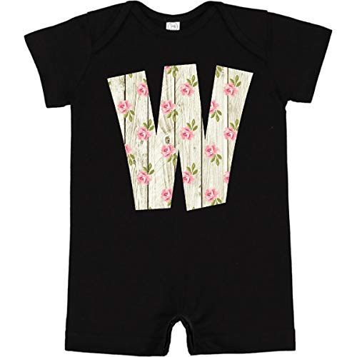 inktastic Cute Floral Initial W Infant Romper 12 Months Black 3cb61