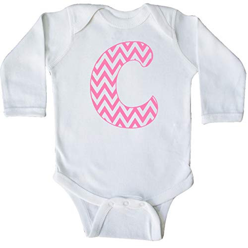 inktastic Cute Pink Chevron Initial C Long Sleeve Creeper Newborn White 3cb67