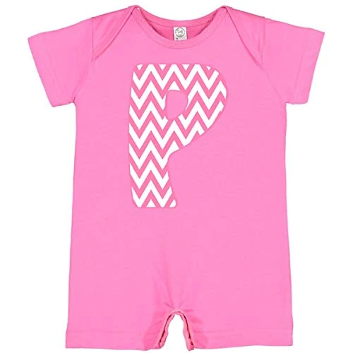 inktastic Cute Pink Chevron Initial P Infant Romper 12 Months Raspberry 3cb74