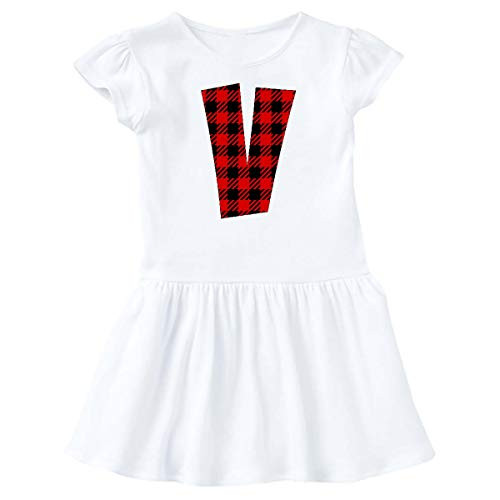 inktastic Red Buffalo Plaid Initial V Infant Dress 24 Months White 3cb94