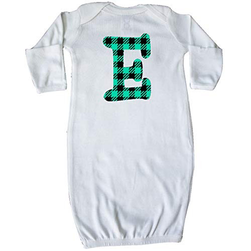 inktastic Teal Plaid Initial E Newborn Layette White 3cbfa