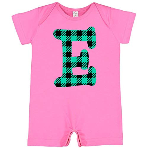 inktastic Teal Plaid Initial E Infant Romper 12 Months Raspberry 3cbfa