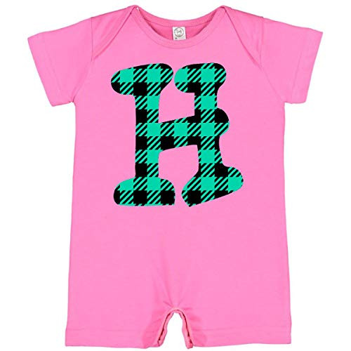 inktastic Teal Plaid Initial H Infant Romper 6 Months Raspberry 3cbfd