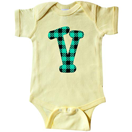 inktastic Teal Plaid Initial V Infant Creeper 6 Months Banana 3cc0b