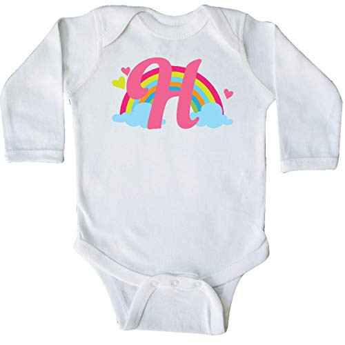inktastic Rainbow Letter H Monogram Long Sleeve Creeper 6 Months White 3d6e0