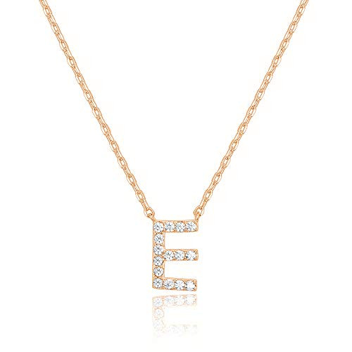 PAVOI 14K Rose Gold Plated Cubic Zirconia Initial Necklace Letter Necklaces for Women E Initial PAVOI 14K Rose Gold Plated Cubic Zirconia Initial Necklace Letter Necklaces for Women E Initial