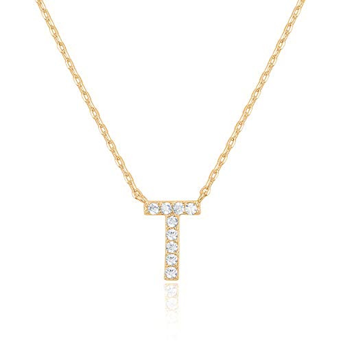 PAVOI 14K Yellow Gold Plated Cubic Zirconia Initial Necklace Letter Necklaces for Women T Initial PAVOI 14K Yellow Gold Plated Cubic Zirconia Initial Necklace Letter Necklaces for Women T Initial