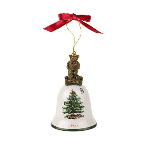 Spode Christmas Tree Annual Edition Ornament, Teddy Bear on Bell Spode Christmas Tree Annual Edition Ornament, Teddy Bear on Bell