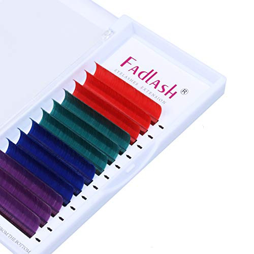 Easy Fan Volume Lashes D Curl 0.07 16mm Colored Lash Extensions Volume Eyelash Extensions Red Green Purple Blue Colorful Self Fanning Lashes 0.07-D 16mm