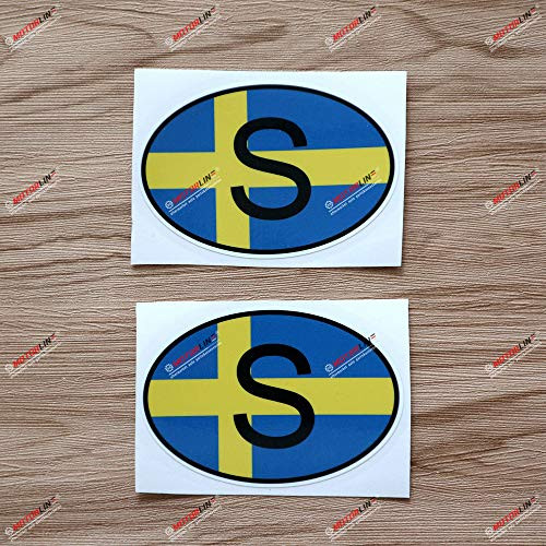 2X Glossy 4 Sweden S Oval Country Code Decal Sticker Swedish Flag Vinyl