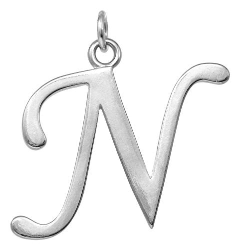 Raposa Elegance Sterling Silver Initial N Charm approximately 28 mm x 26 mm