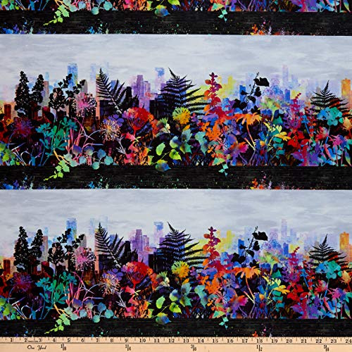 In The Beginning Urban Jungle Border Stripe Multi Quilt Fabric By The Yard