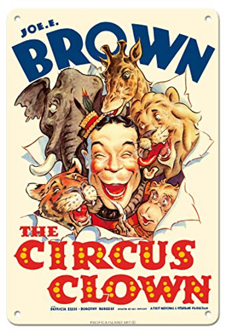 Pacifica Island Art The Circus Clown - Starring Joe E. Brown - Vintage Film Movie Poster c.1934-8in x 12in Vintage Metal Tin Sign Pacifica Island Art The Circus Clown - Starring Joe E. Brown - Vintage Film Movie Poster c.1934-8in x 12in Vintage Metal Tin Sign