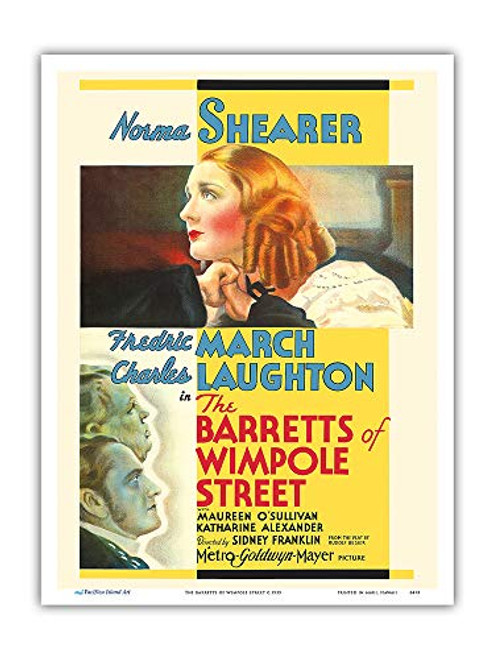 Pacifica Island Art - The Barretts of Wimpole Street - Starring Norma Shearer Fredric March - Vintage Film Movie Poster c.1935 - Master Art Print - 9in x 12in