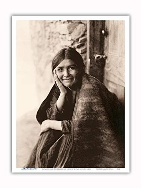 Pacifica Island Art - Navaho Woman - The North American Indians - Vintage Sepia Toned Photograph by Edward S. Curtis c.1904 - Master Art Print - 9in x 12in Pacifica Island Art - Navaho Woman - The North American Indians - Vintage Sepia Toned Photograph by Edward S. Curtis c.1904 - Master Art Print - 9in x 12in