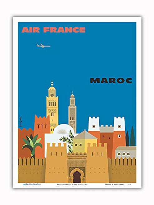 Pacifica Island Art - Morocco Maroc - France - Vintage Airline Travel Poster by Jean Fortin c.1959 - Master Art Print - 9in x 12in Pacifica Island Art - Morocco Maroc - France - Vintage Airline Travel Poster by Jean Fortin c.1959 - Master Art Print - 9in x 12in